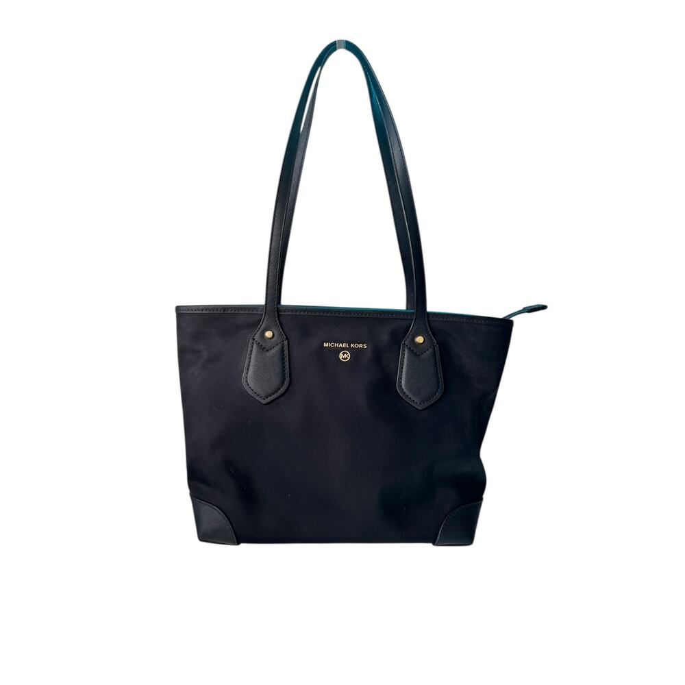 Michael Kors Women's Black Nylon Leather Jet Set Medium Tote EUC